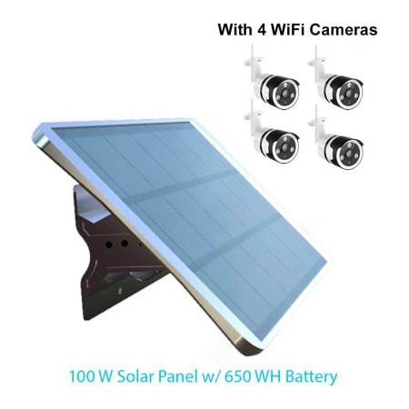 E E Systems Group Solar Panel, 100 W, 12/48V DC, 650 WH EE8100W-POE650-4CAM